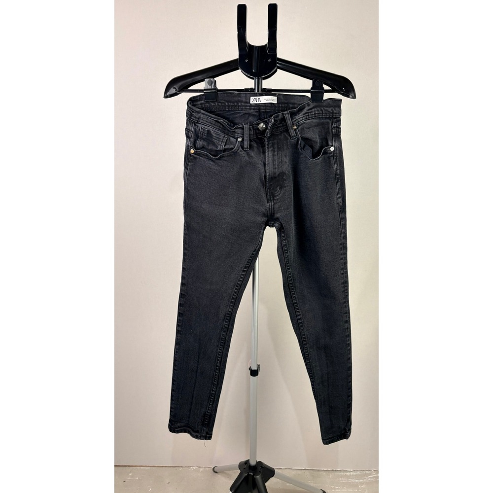 ZARA MAN Denim Jeans Slim Fit Faded Black Size 32x28 Mid Rise Five Pocket